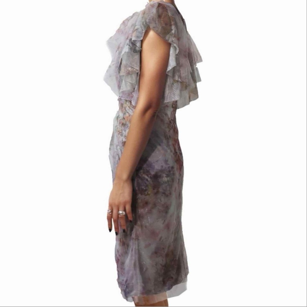 NWT Rene Ruiz Collection ‘Flutter Sleeve Tulle Cocktail Dress’ in Purple Floral - Picture 2 of 16
